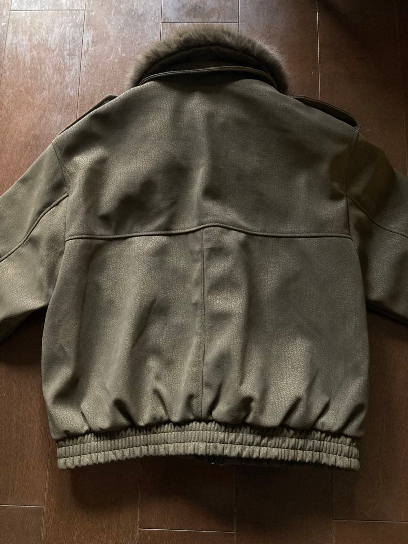 ASK 様ZARA カーキ　デタッチャブルカラー　スエード風JKファー取り外し可