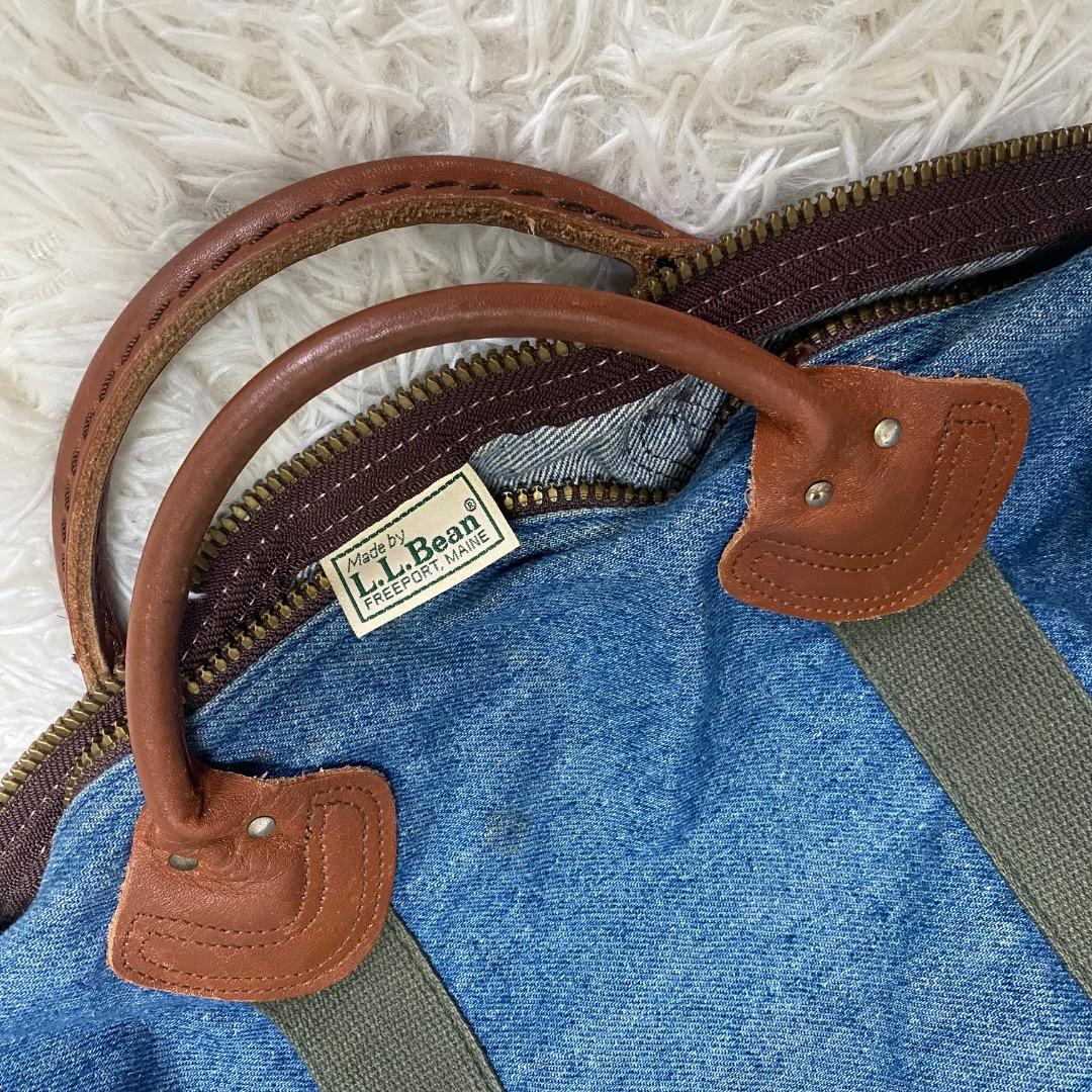 【希少】80s ビンテージエルエルビーン　デニム×レザー　ボストンバッグ