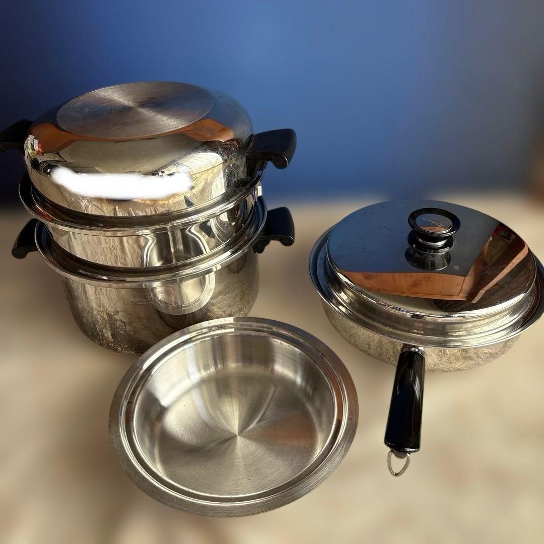 アムウェイ　6Lシチューパンセット　大フライパンセット　花ふきん