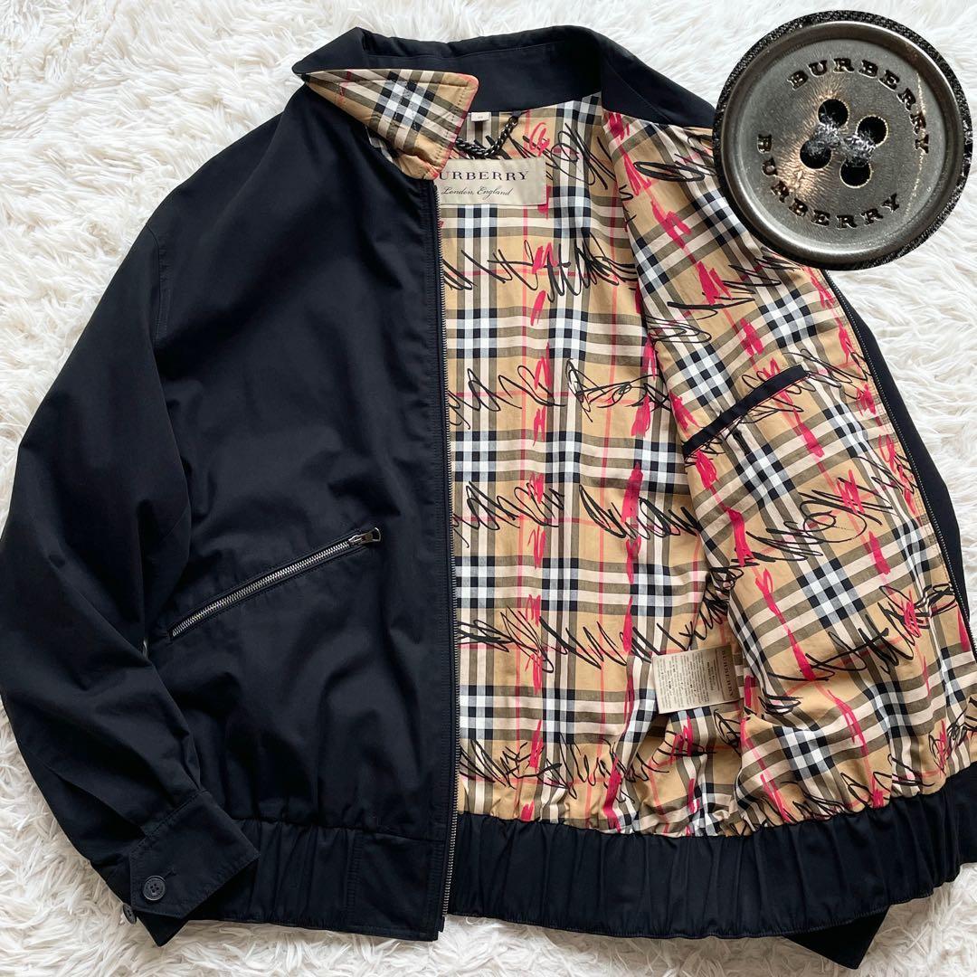 美品 XLサイズ バーバリー トロピカルギャバジン ハリントンジャケット 黒