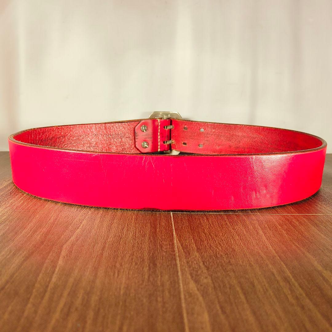 【ヴィンテージ】EVISU　恵比寿屋 高級極厚ドレスベルト 赤艶本革日本製正規品