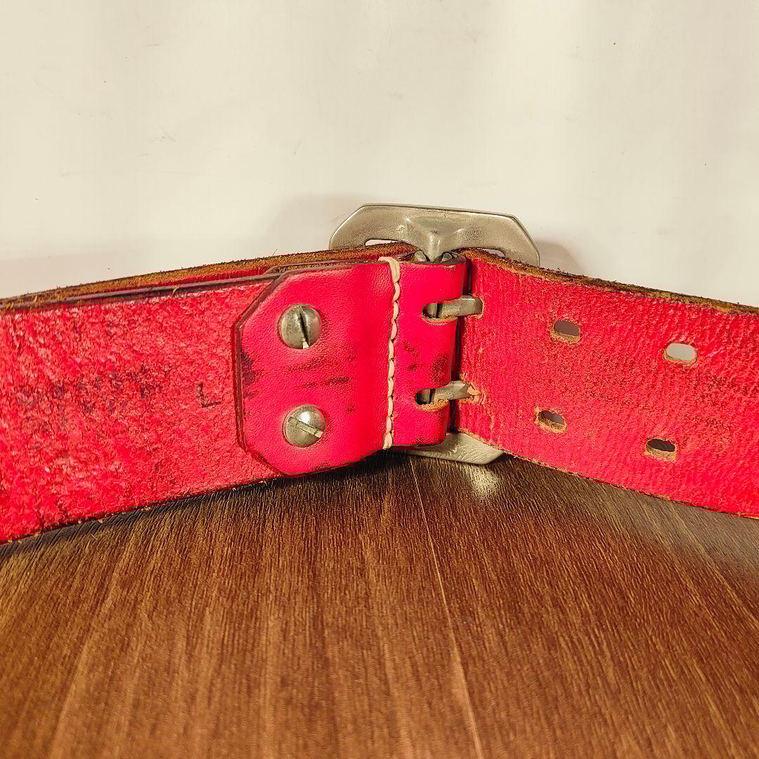 【ヴィンテージ】EVISU　恵比寿屋 高級極厚ドレスベルト 赤艶本革日本製正規品