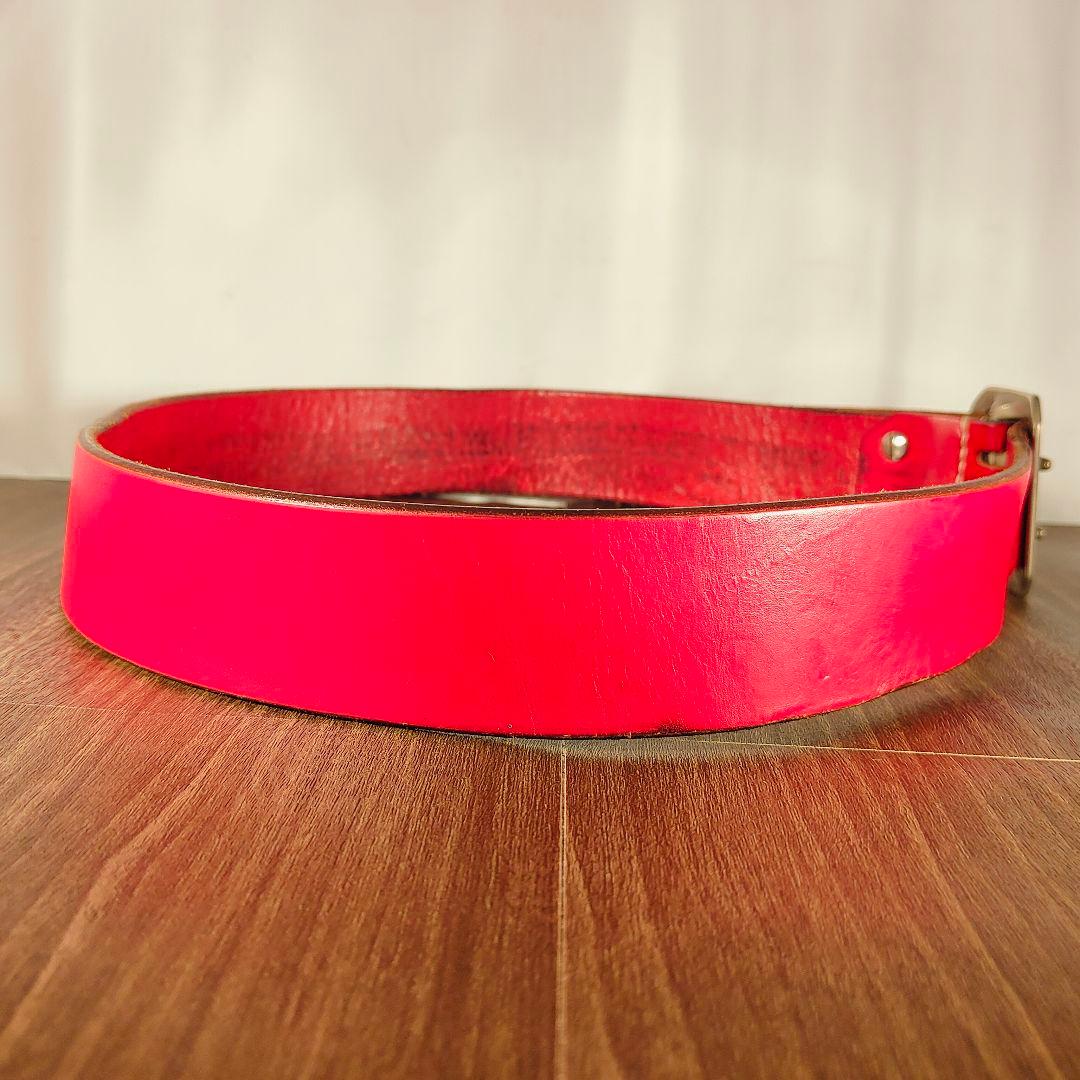 【ヴィンテージ】EVISU　恵比寿屋 高級極厚ドレスベルト 赤艶本革日本製正規品