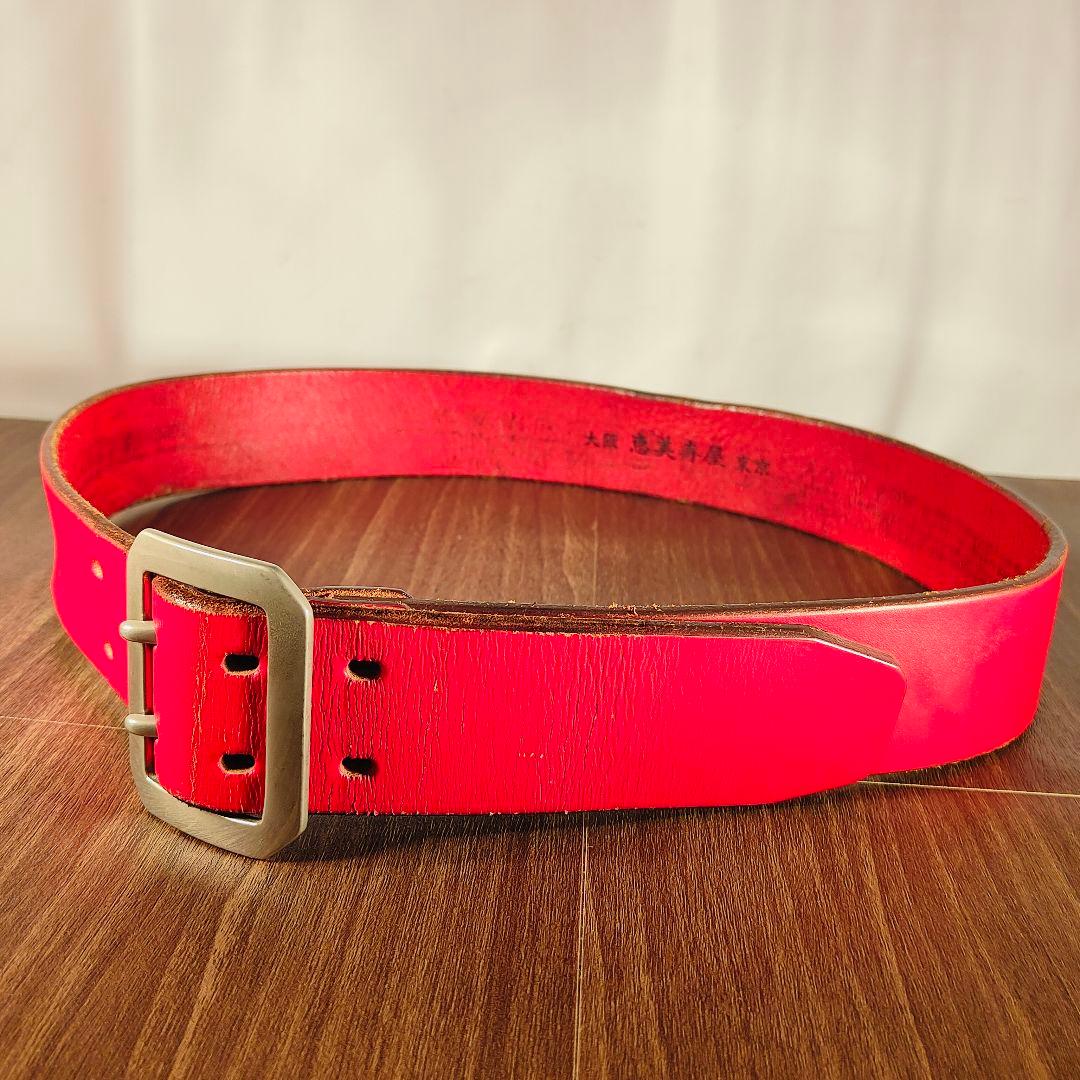 【ヴィンテージ】EVISU　恵比寿屋 高級極厚ドレスベルト 赤艶本革日本製正規品