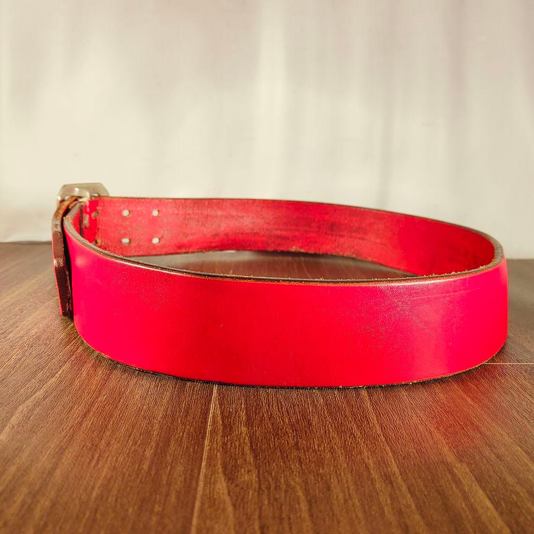 【ヴィンテージ】EVISU　恵比寿屋 高級極厚ドレスベルト 赤艶本革日本製正規品