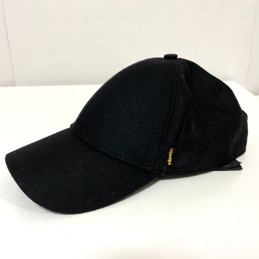 SAINT LAURENT キャップ カサンドラロゴ ブラック 59中古