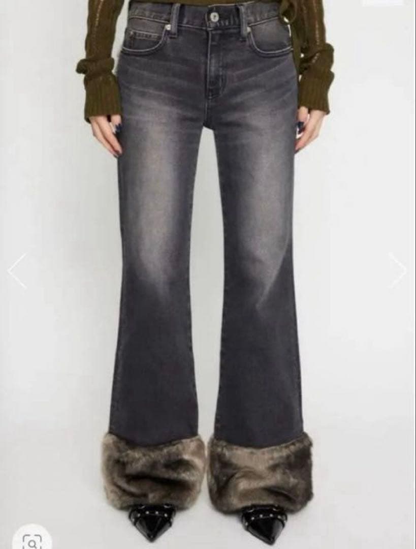 【pom255】LAGUA GEM FAUX FUR フレアデニム