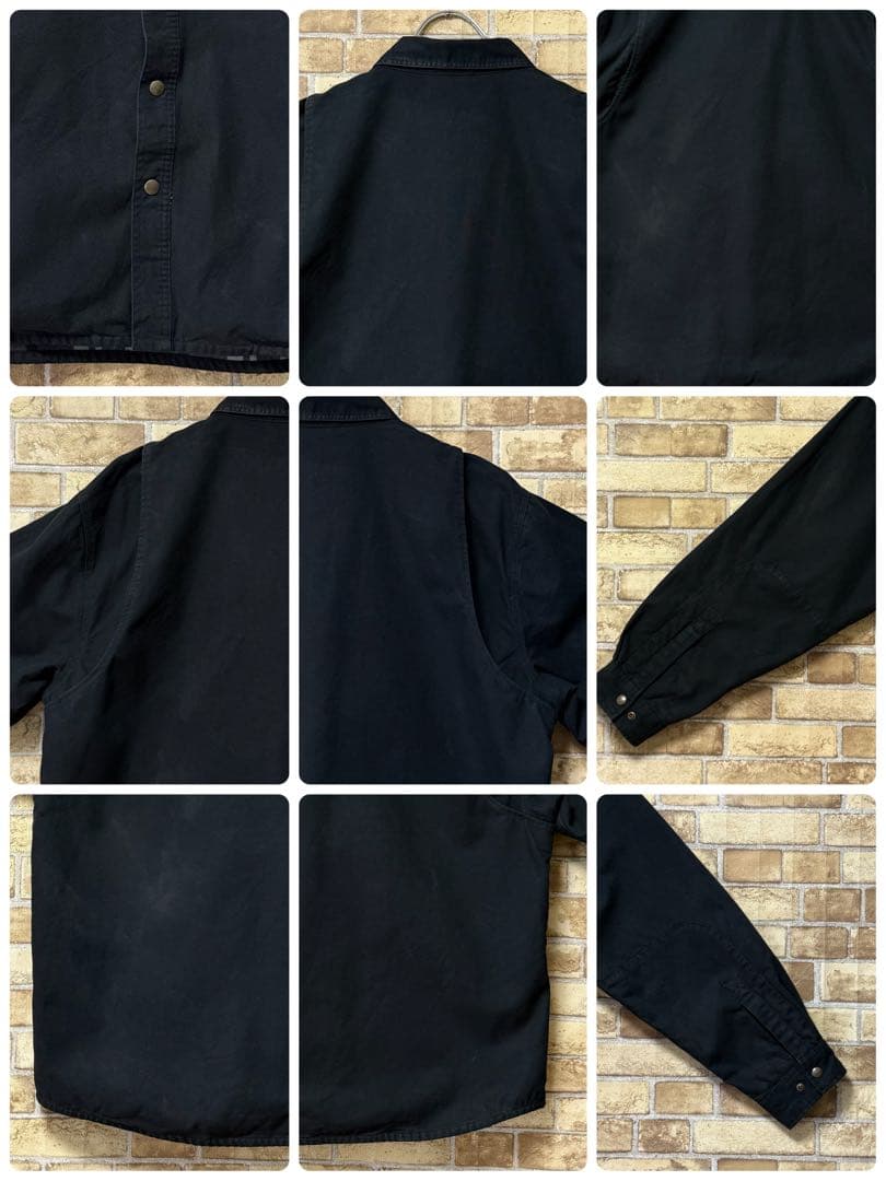 カーハート　ダック地　シャツジャケット　裏地　　ビッグシルエット　黒　2XL.