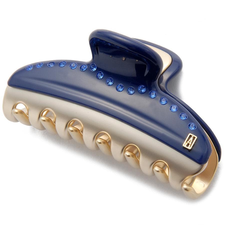 ☆美品☆アレクサンドルドゥパリ●クリスタル付きクリップ/ネイビー/Mサイズ