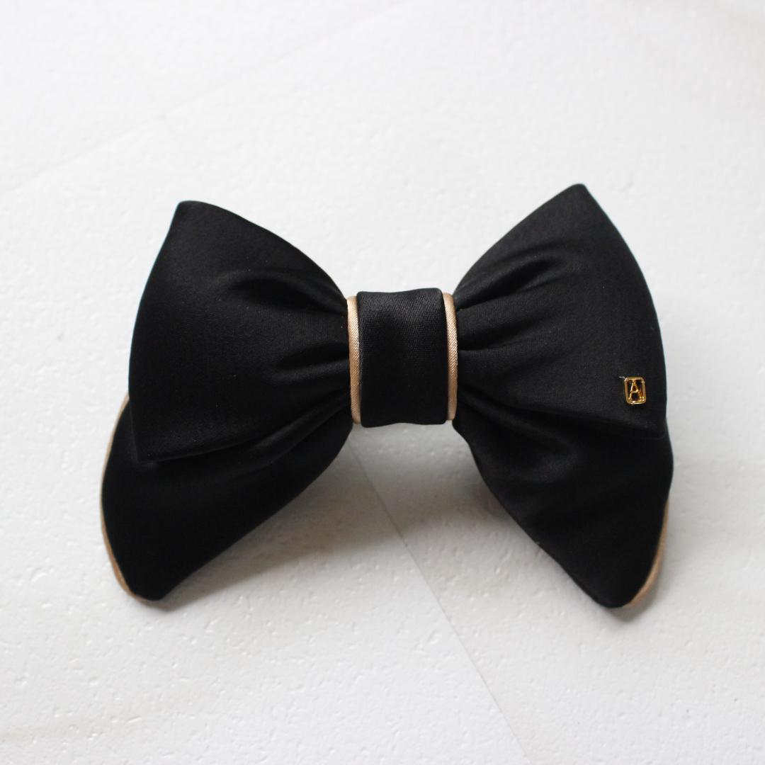ALEXANDRE DE PARIS リボンバレッタ ブラック シルクサテン
