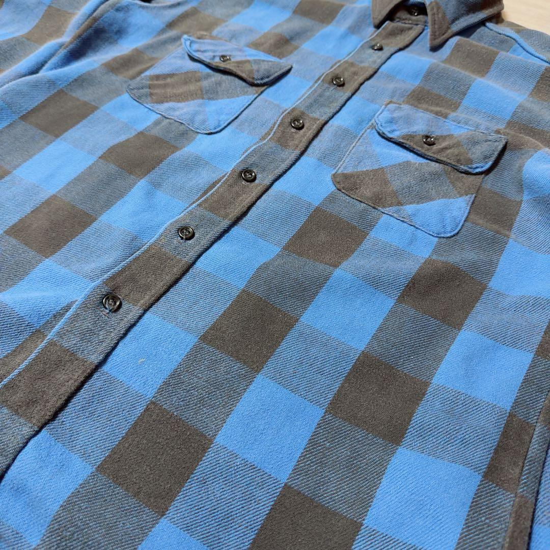 t*n様 好配色 70s FIVE BROTHER ネルシャツ USA製 青×黒