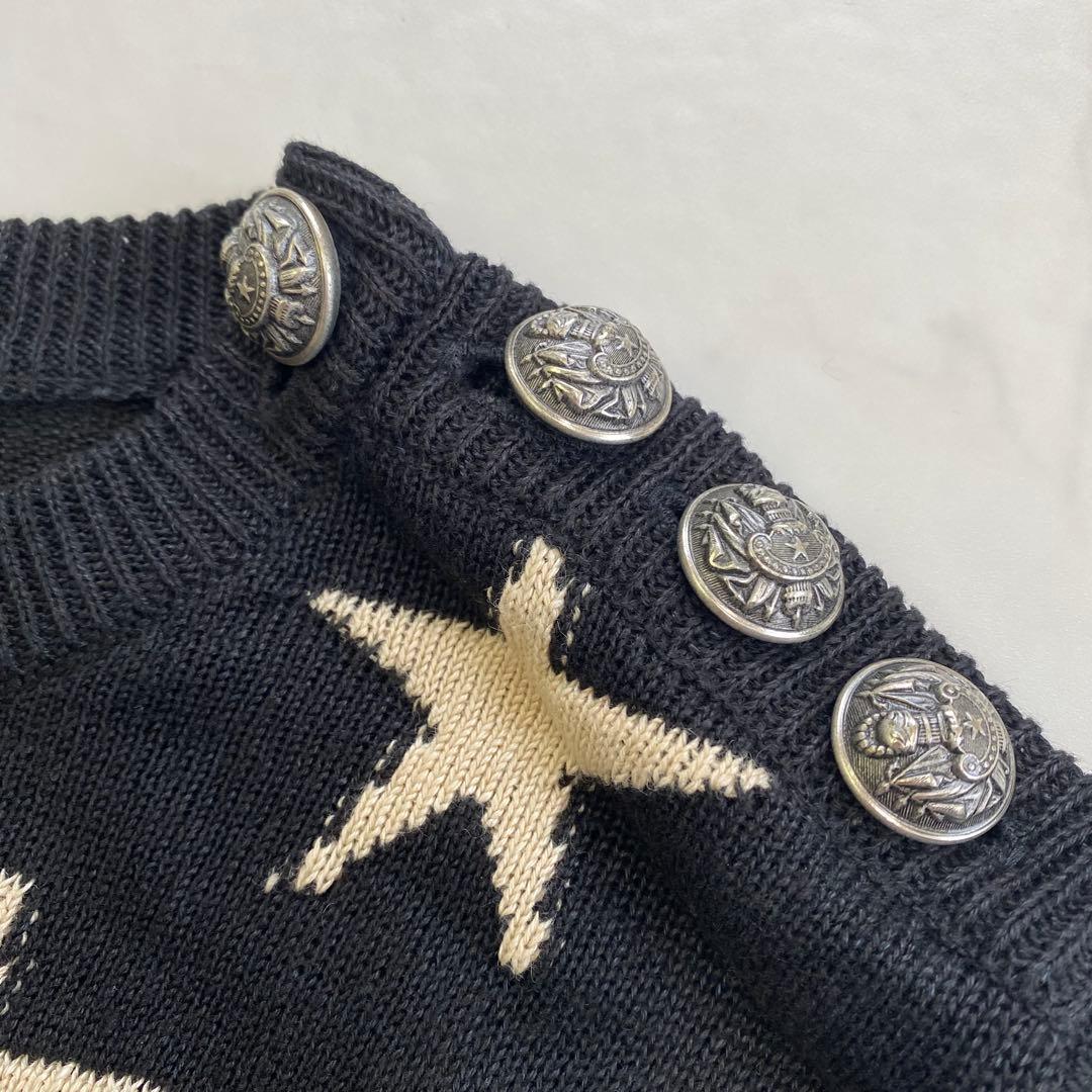 美品★BALMAIN バルマン 長袖ニット セーター 刻印ボタン リネン XS