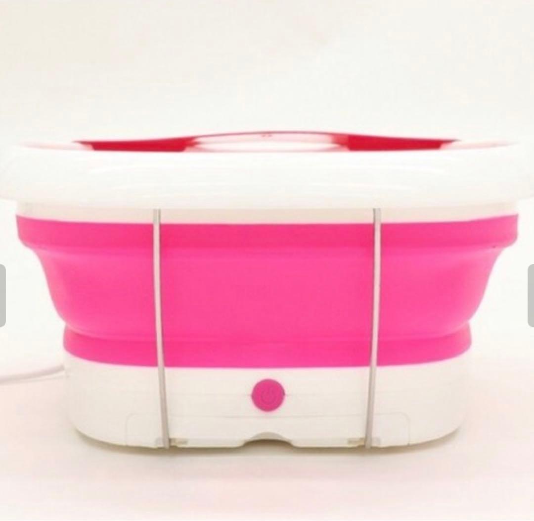 折りたたみリラックスフットバス　折りたたみ バブル機能 保温フットバス ピンク