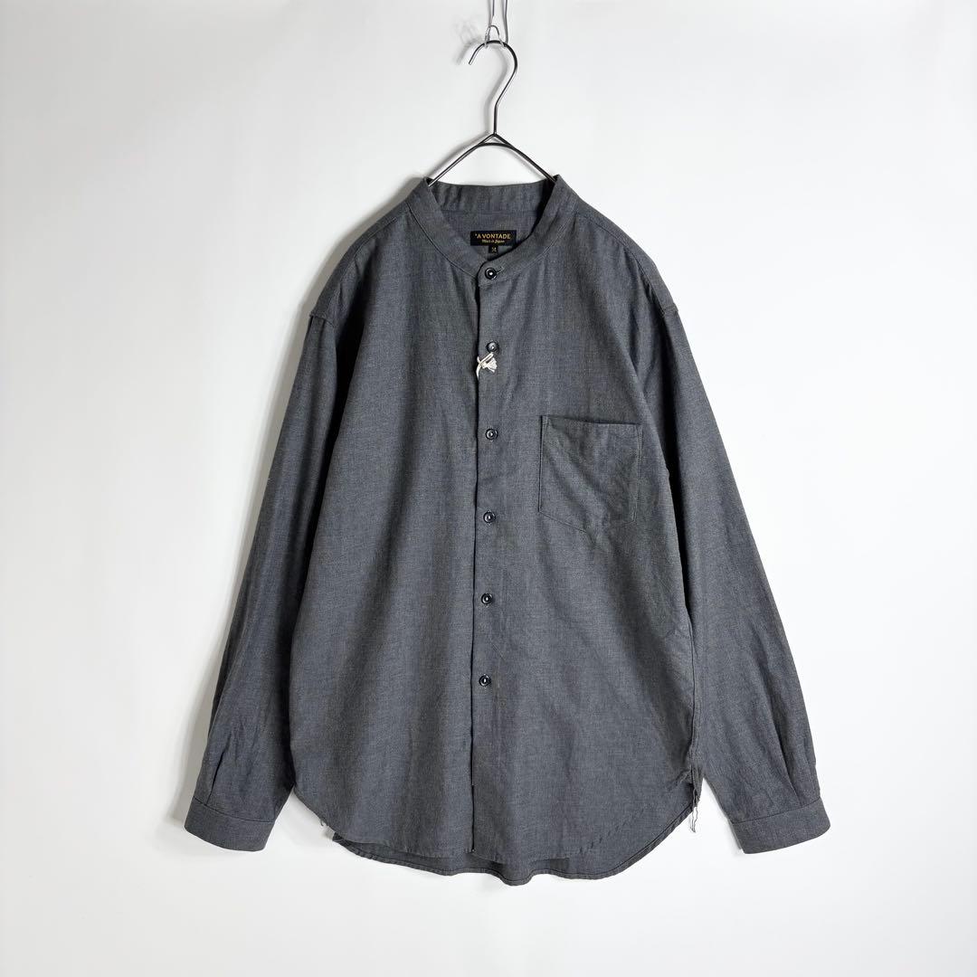 【未使用 タグ付き】A VONTADE コットンネル バンドカラー シャツ