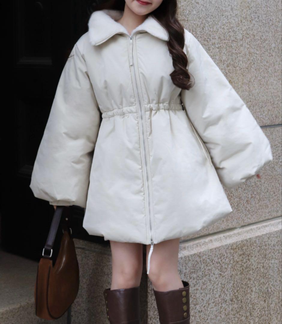 mellowneon 3wayドロスト中綿ダウンコート　ホワイト　アイボリー