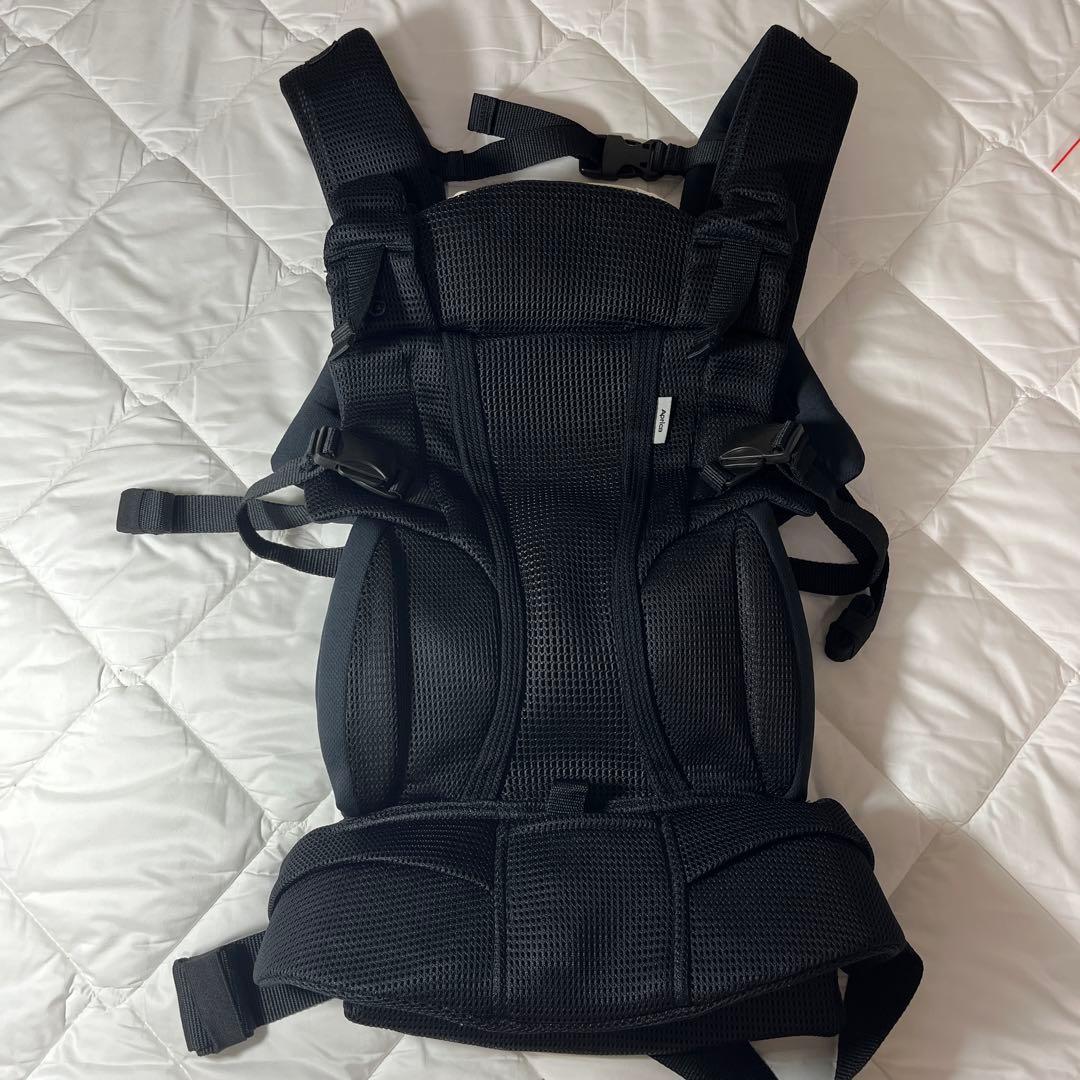 【ほぼ未使用、全付属品あり】ラクリス 抱っこ紐 ブラック BK（新生児期から）