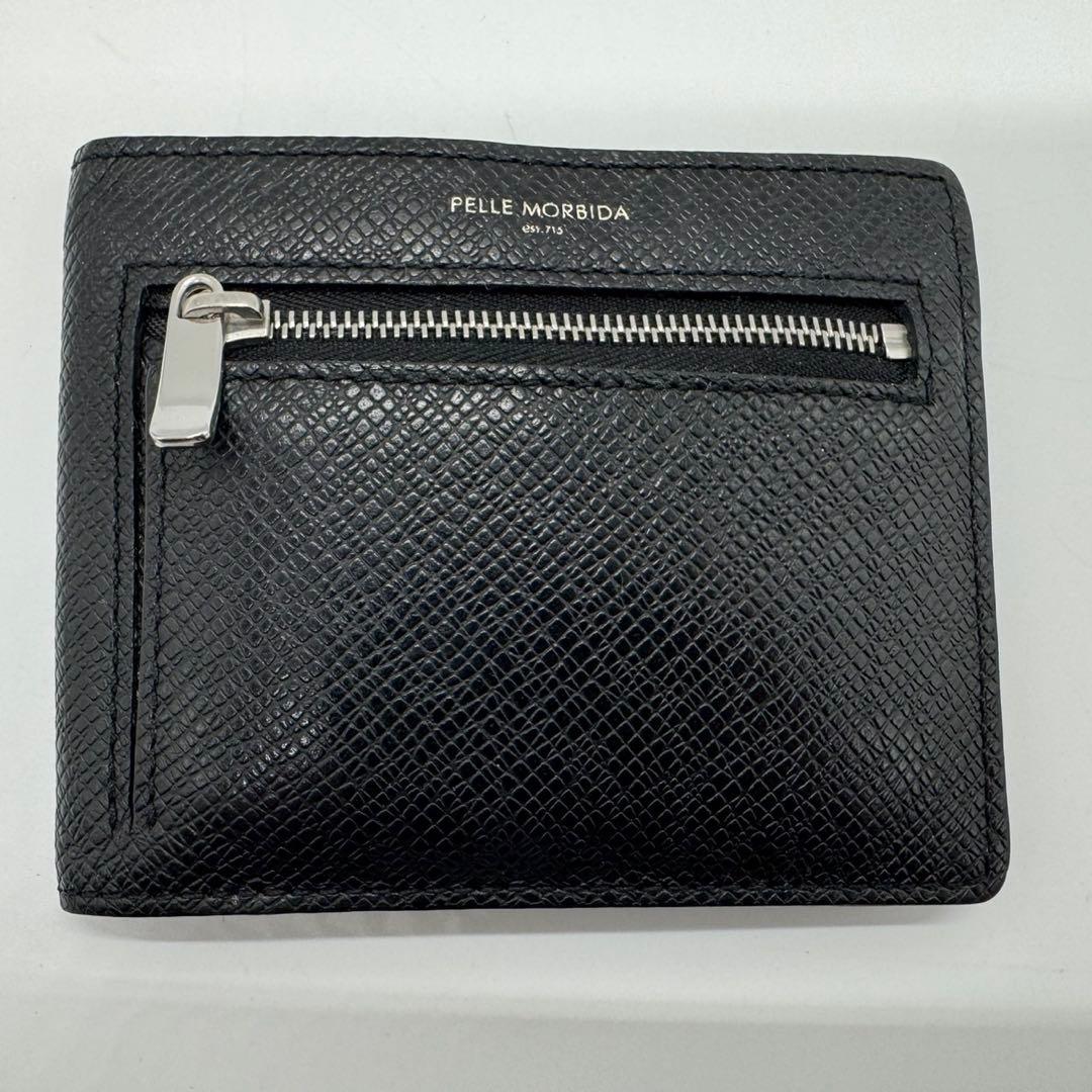 美品　PELLE MORBIDA マネークリップ 財布 二つ折り　黒　本革