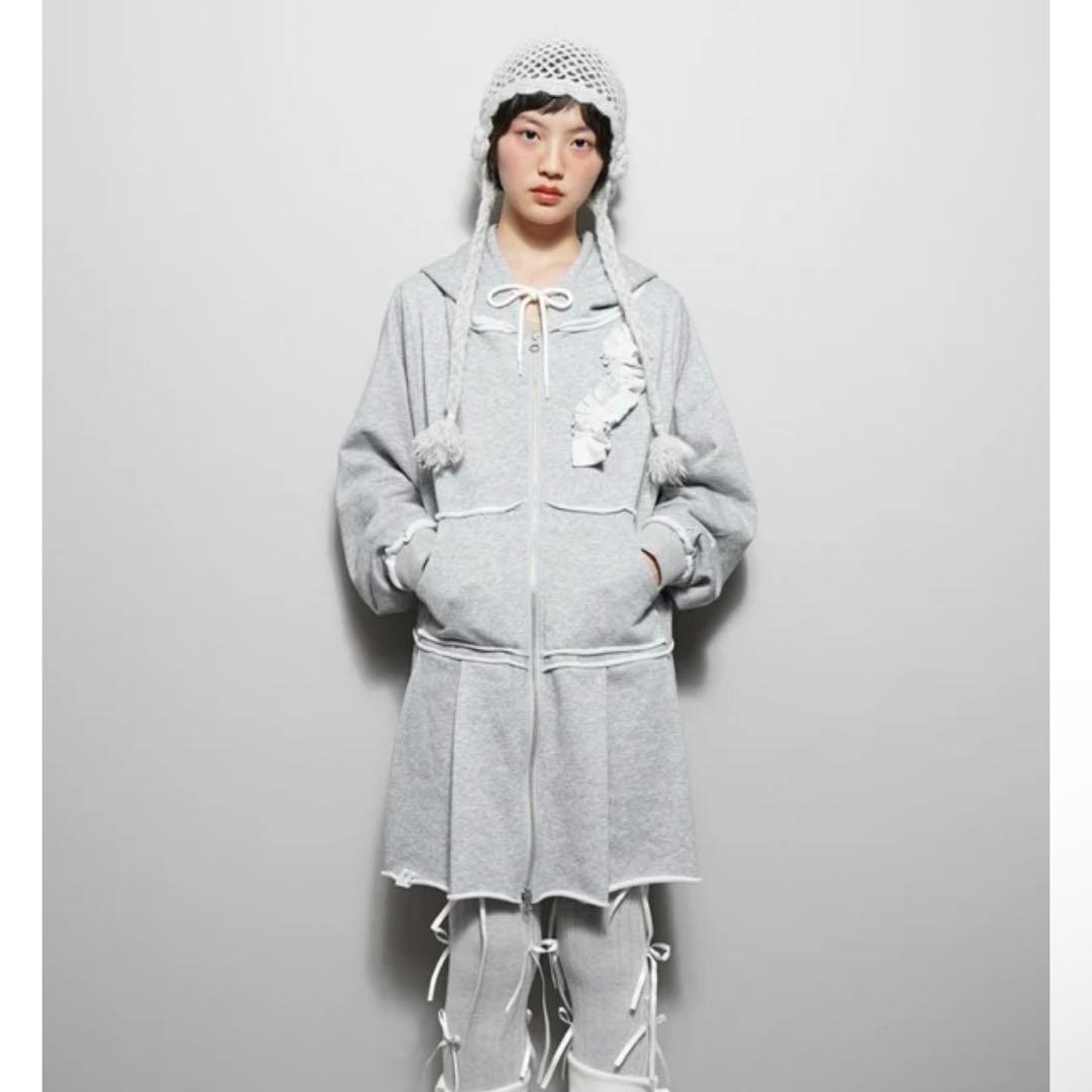 ジャケット・アウター doublezip pleated onepiece GRAY tieme
