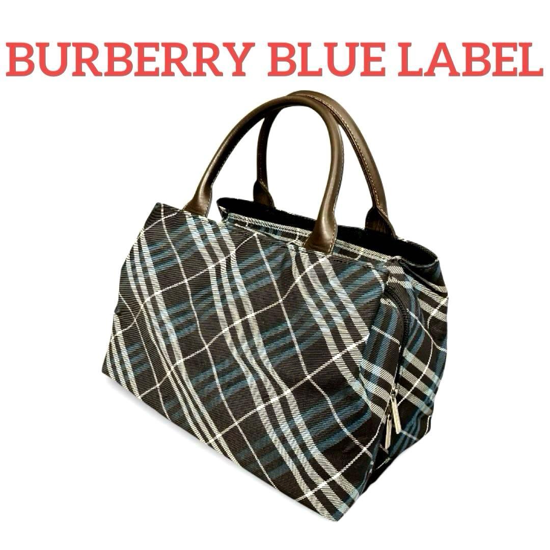 【美品】バーバリーブルーレーベル ハンドバッグ ノバチェック レザー ナイロン