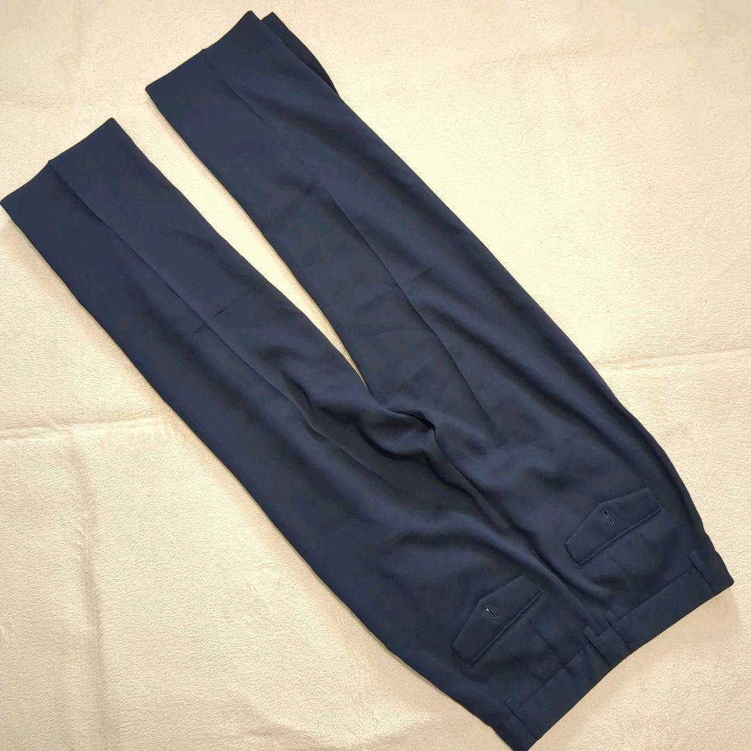 グリーンレーベルリラクシング ノーカラー パンツスーツ セットアップ ネイビー