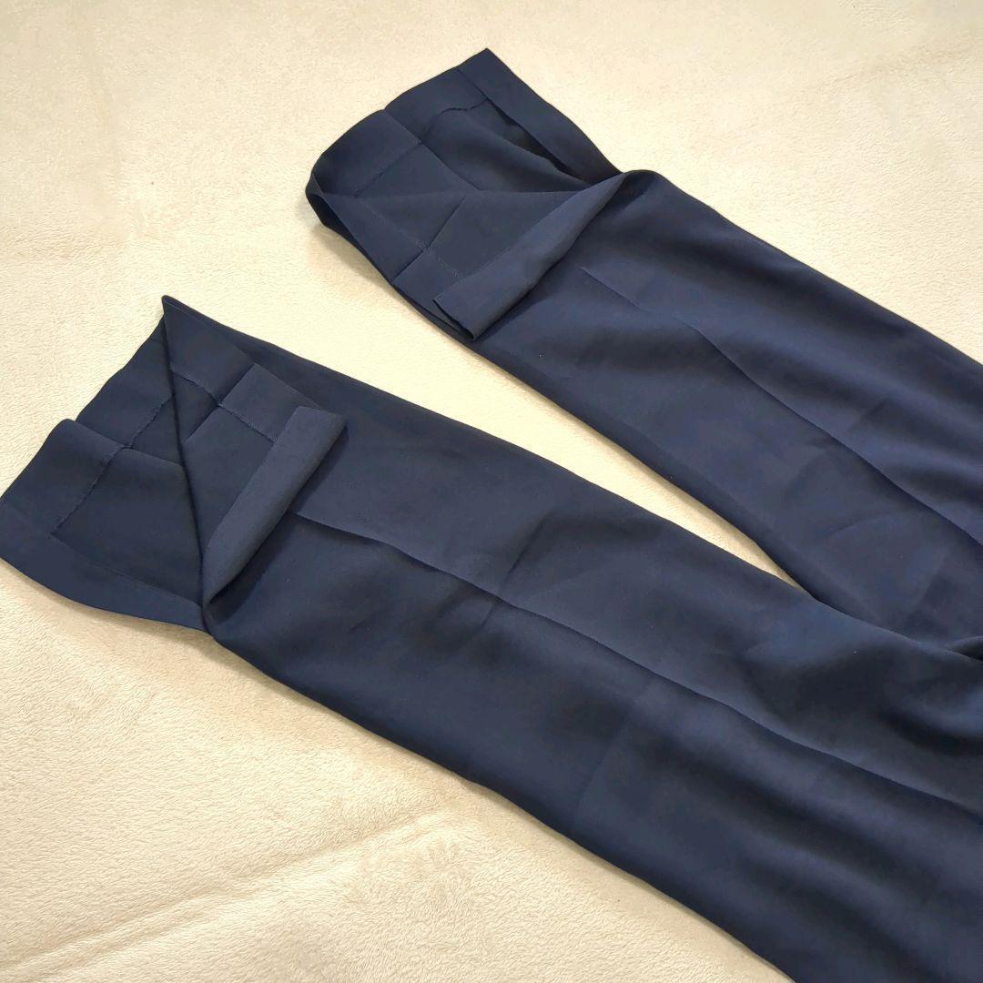 グリーンレーベルリラクシング ノーカラー パンツスーツ セットアップ ネイビー