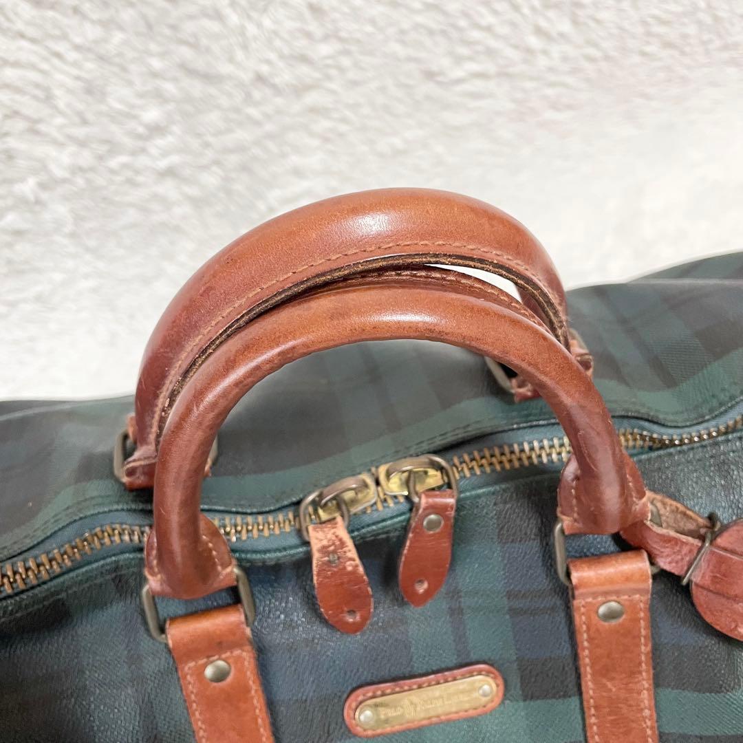 ポロラルフローレン☆2wayボストンバッグ グリーンチェック 大容量 南京錠