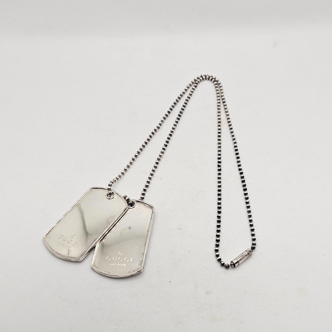 希少 グッチ ダブル ドッグタグ ネックレス シルバー 925