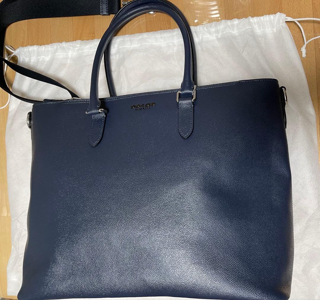 美品◎COACH ベケット オールレザー トートバッグ 本革 ネイビー