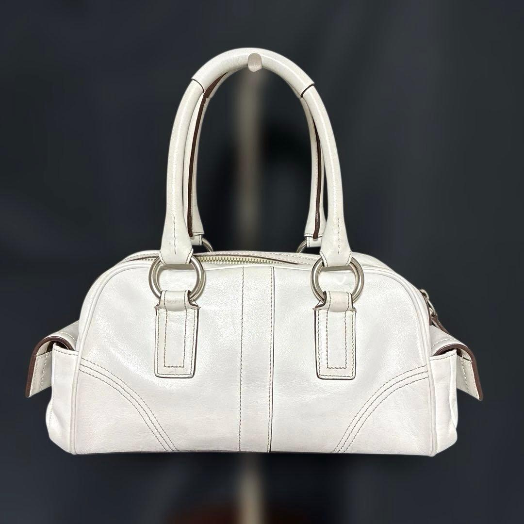 COACH コーチ　ホワイトレザーハンドバッグ　白