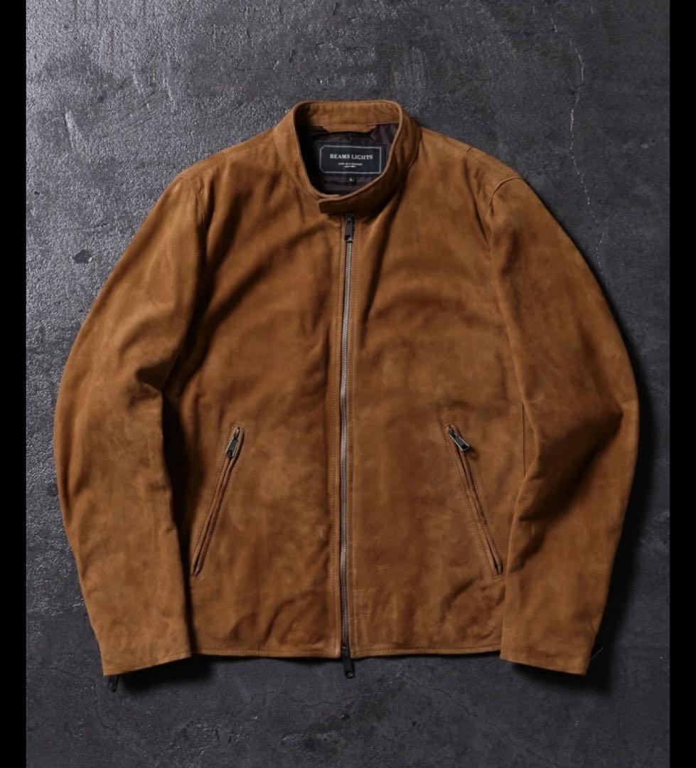 スエード レザージャケット キャメル　beamslights 本革　シープレザー