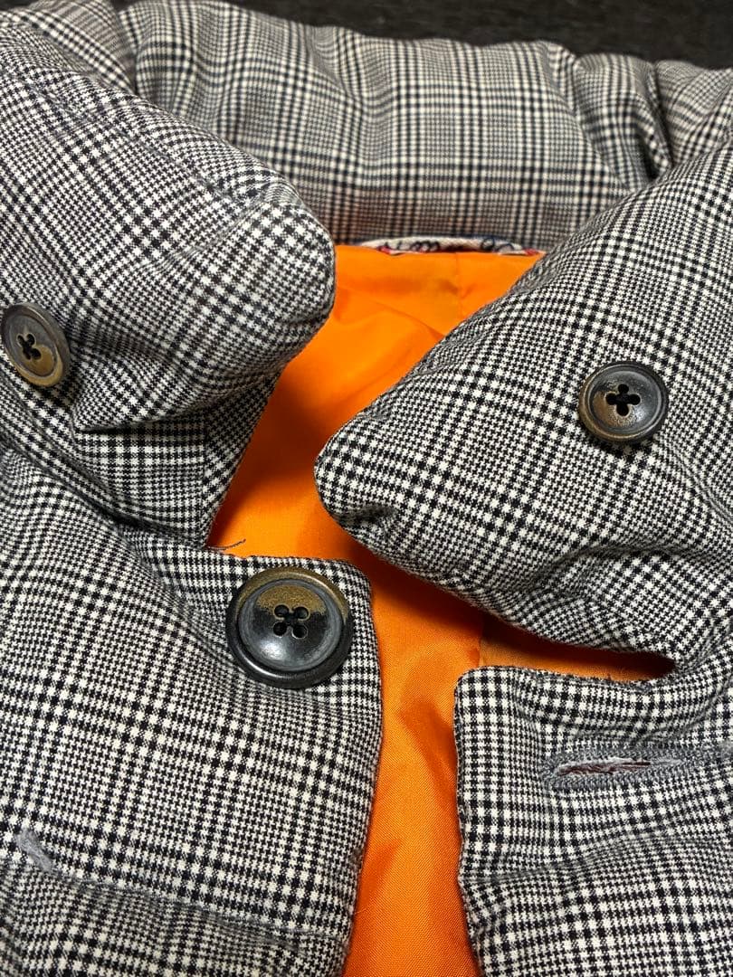 あん45RPMダウンジャケット_レディースグレー＆オレンジ_サイズ2