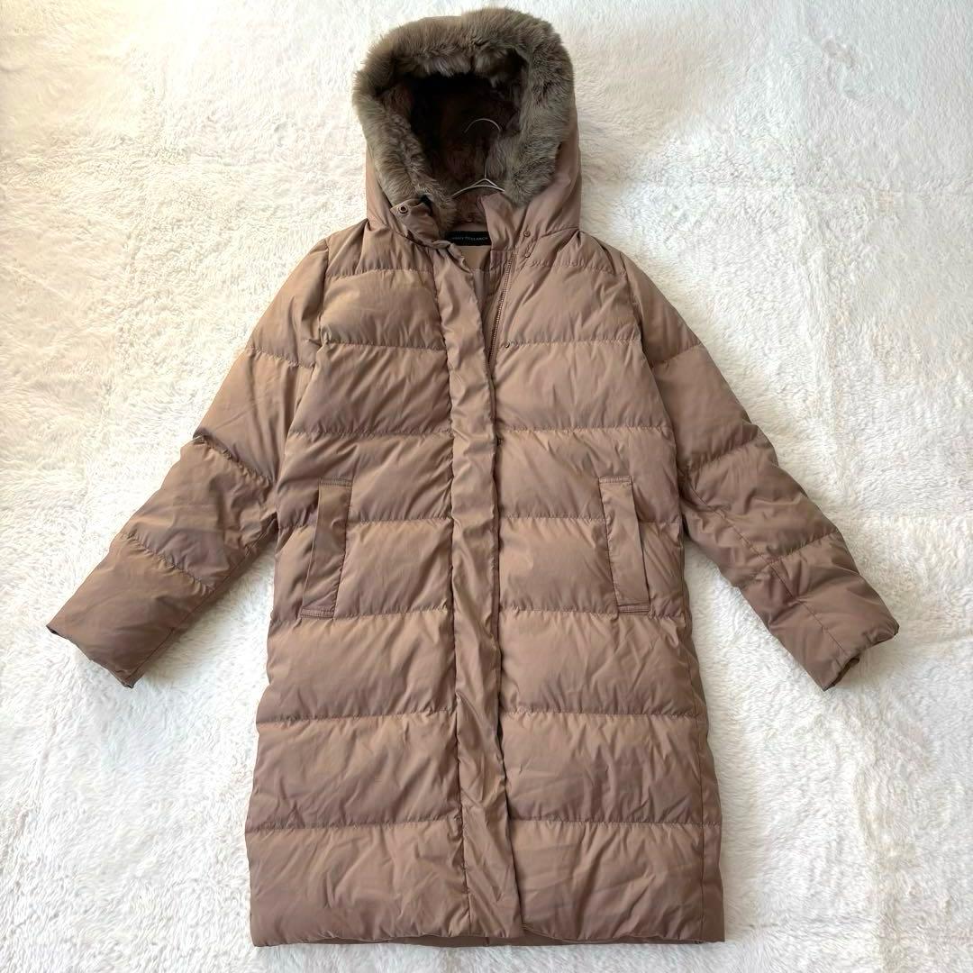 アーバンリサーチ　ラビットファーフード　ストレッチダウンコート　ベージュ