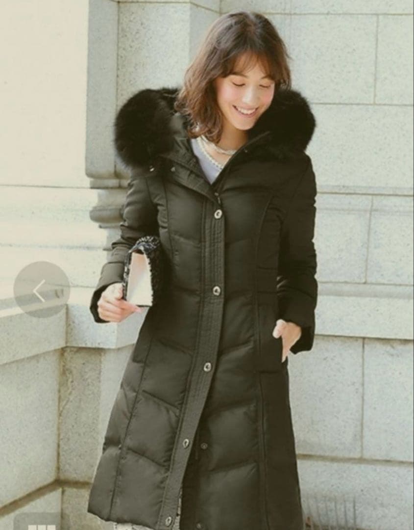 美品 ルイルエブティック フォックスファー付き ロングダウンコート ブラック S