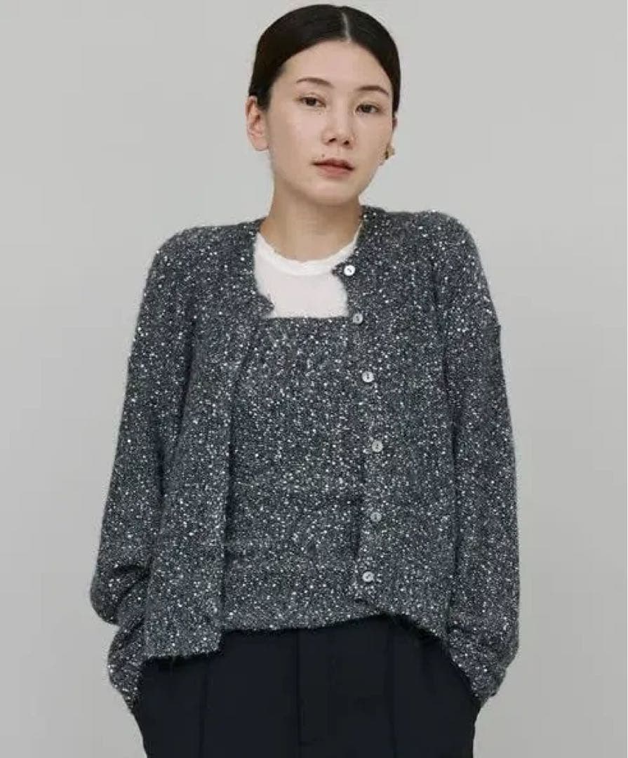 Curensology/スパングルニットカーディガン/グレー