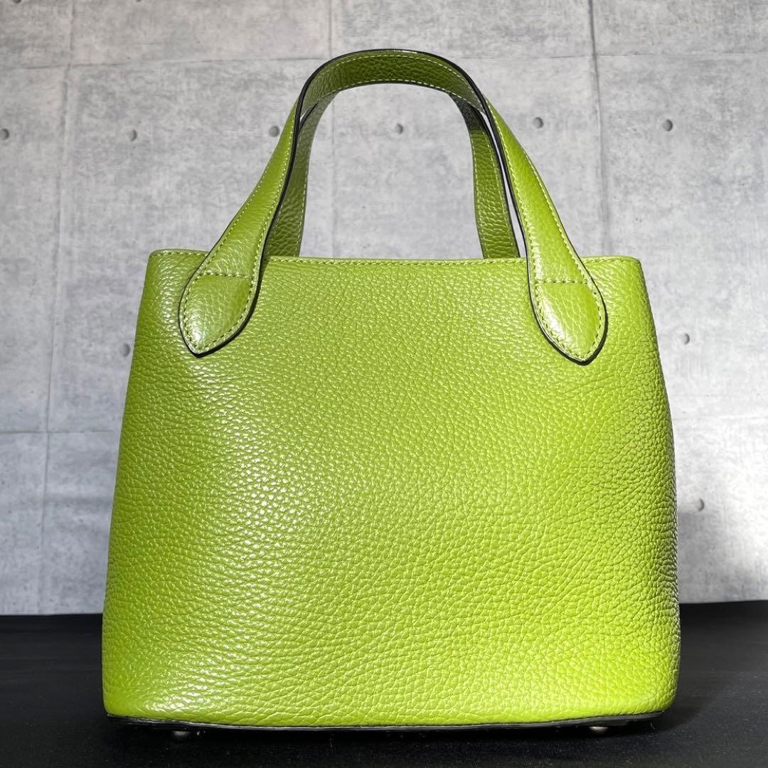 専用品WAKO 銀座和光 シボ革 レザー イエローグリーン ハンドバッグ