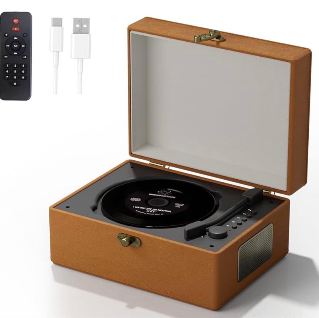 CDプレーヤー　レトロデザイン　リモコン付き