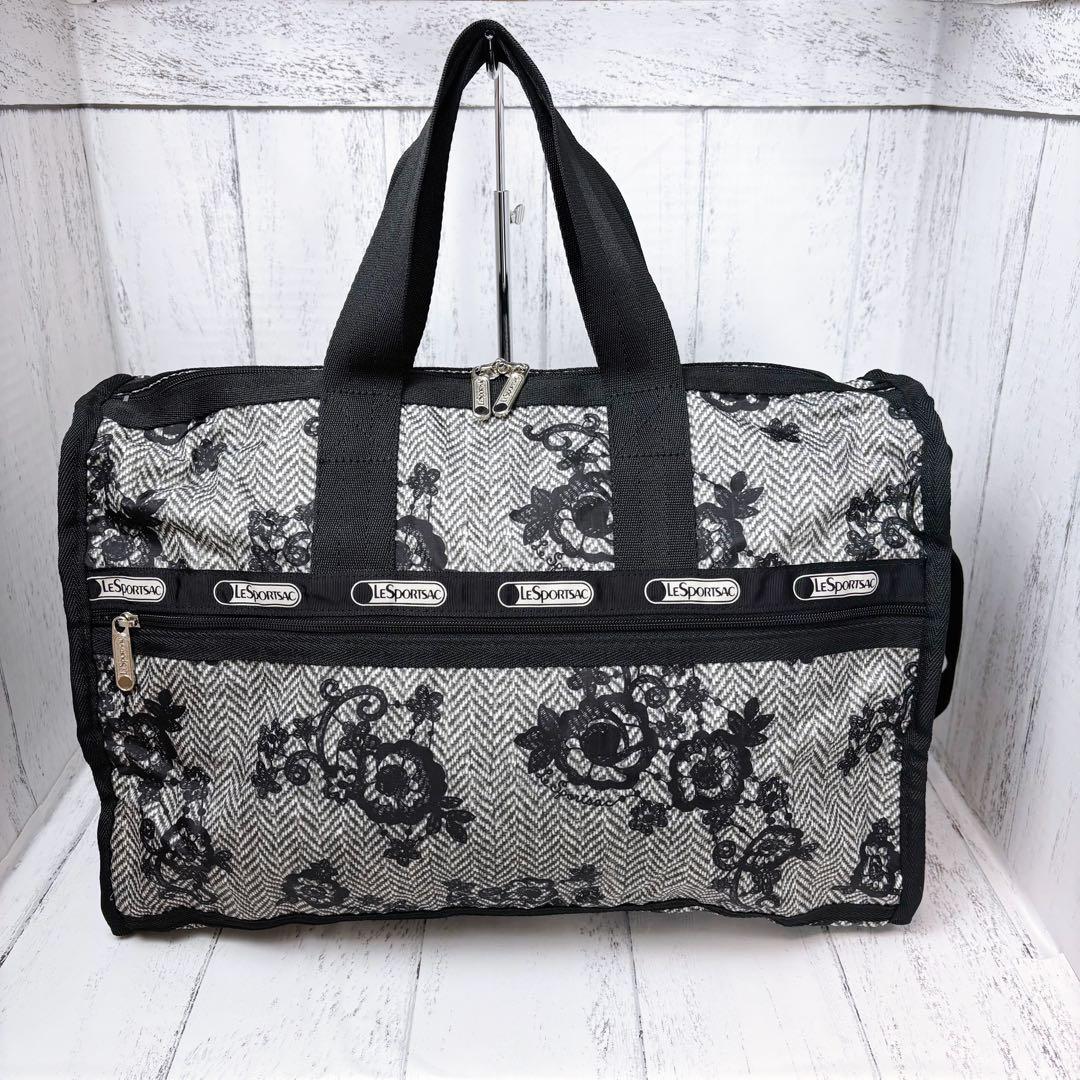 未使用級美品◆レスポートサック ヘリンボーン レース調花柄 ボストン 2way