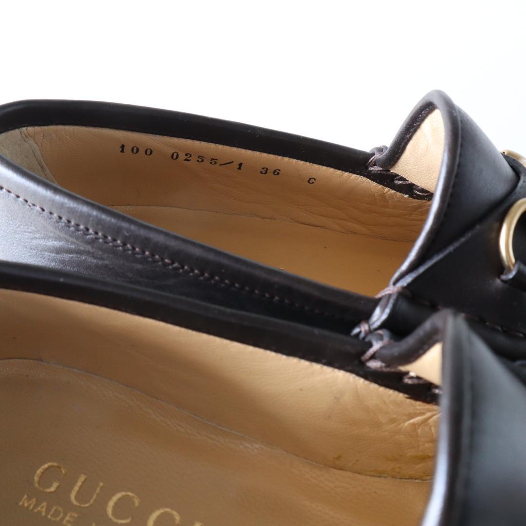 未使用GUCCIホースビットローファー36C23cmダークブラウン×ゴールド金具