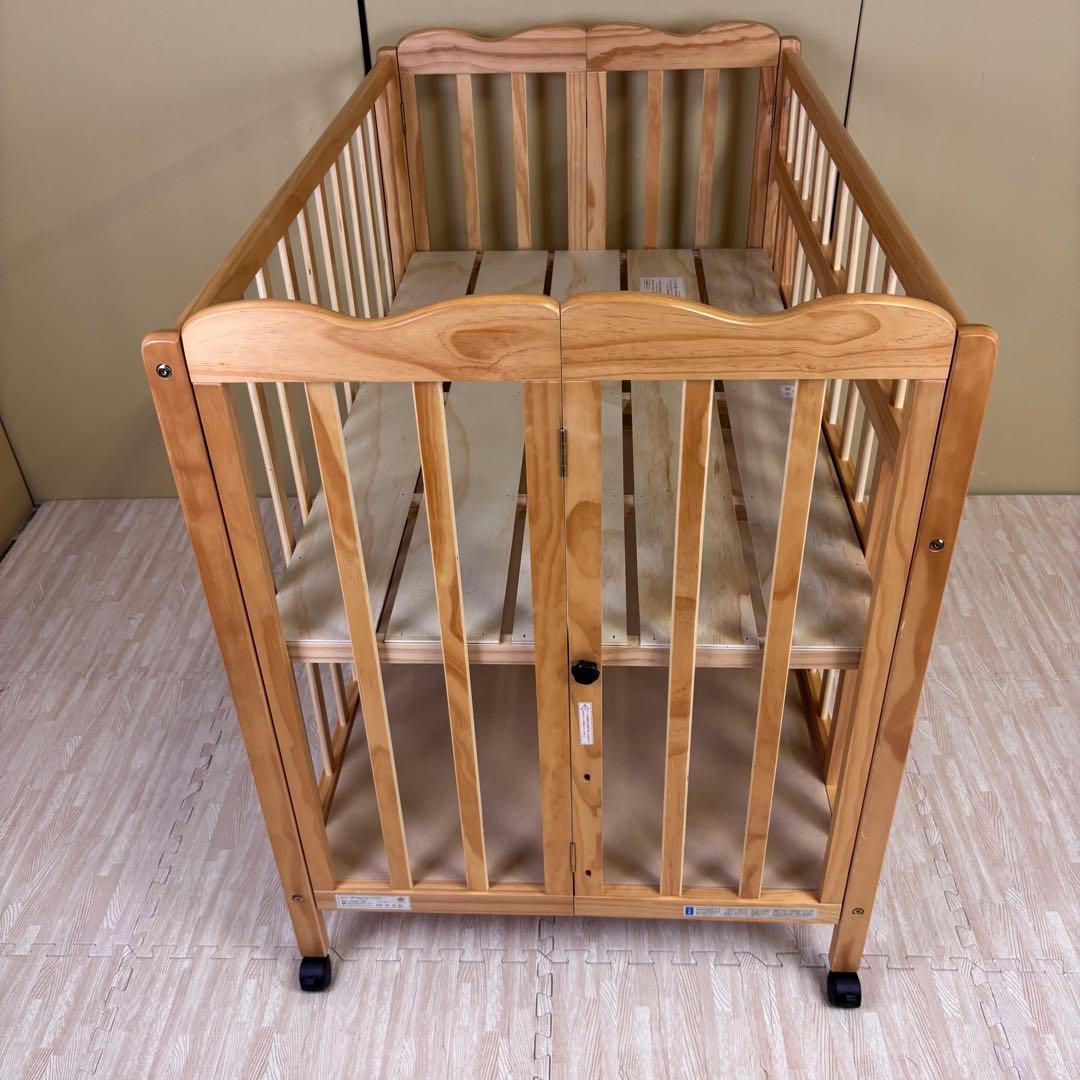 ★全て揃ってます★☆除菌清掃済☆綺麗☆大和屋　折りたたみベビーベッドFL　すのこ