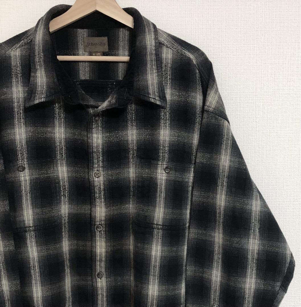 好配色90s オンブレ チェック ST JOHN'S BAY ヘビー ネルシャツ