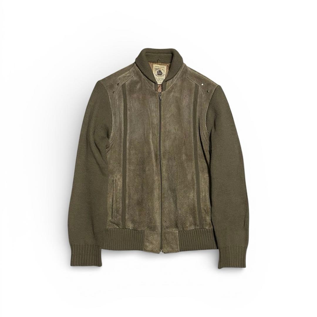 ジャケット・アウター archive studs knit suede panel jacket