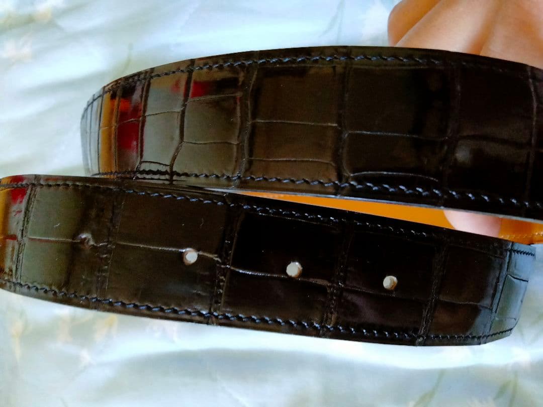 エルメス　HERMES　ベルト　リバーシブル　クロコダイル　ポロサス　バックル