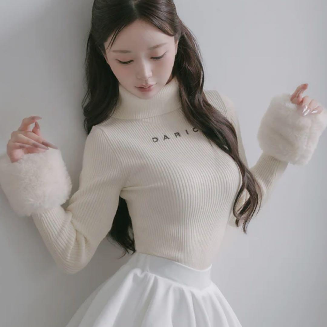 Darich　ダーリッチ　スムースファーリブニットトップス　IVO　アイボリー