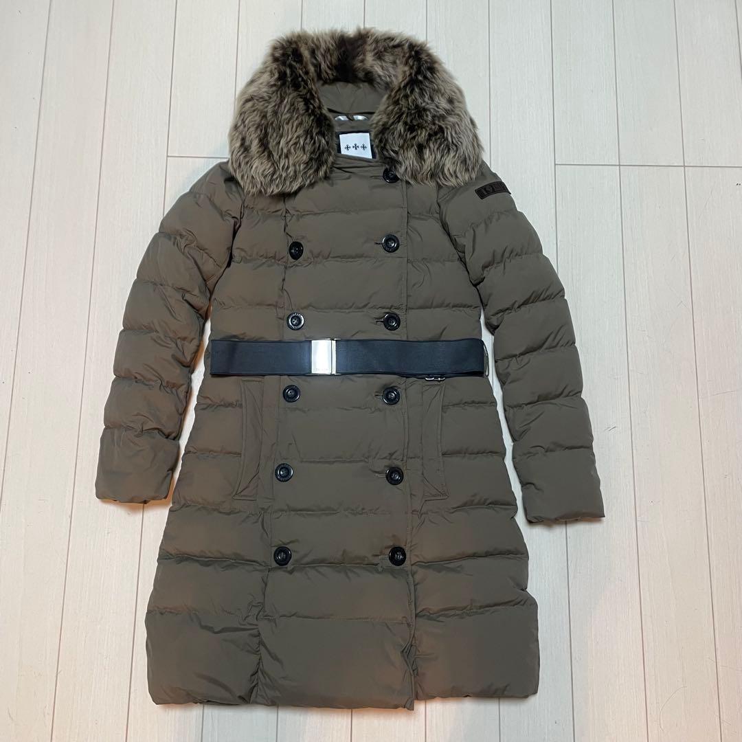TATRAS タトラス ロングダウンコート リアルファー ベルト付き カーキ