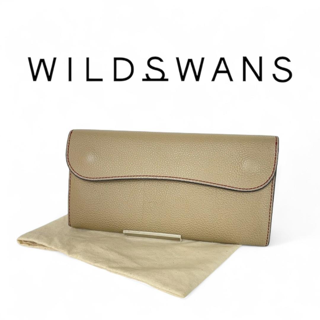 希少品 良品 ワイルドスワンズ ウェイブ シュランケンカーフ 長財布 トープ
