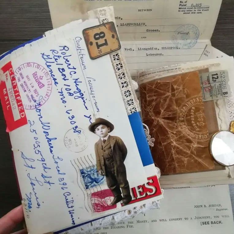 古い紙と青のジャンクジャーナル2冊セット