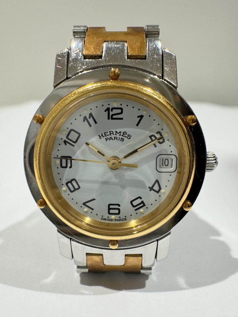 エルメス クリッパー CL4.220 レディース腕時計 コンビ 電池切れ