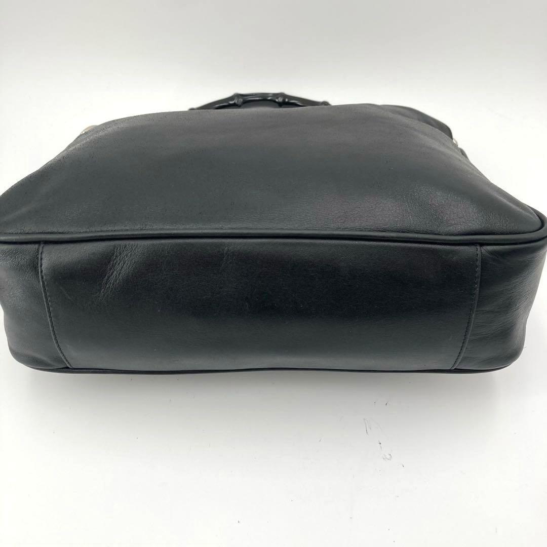 極美品✨GUCCI グッチ バンブー 2way ハンドバッグ ブラック レザー