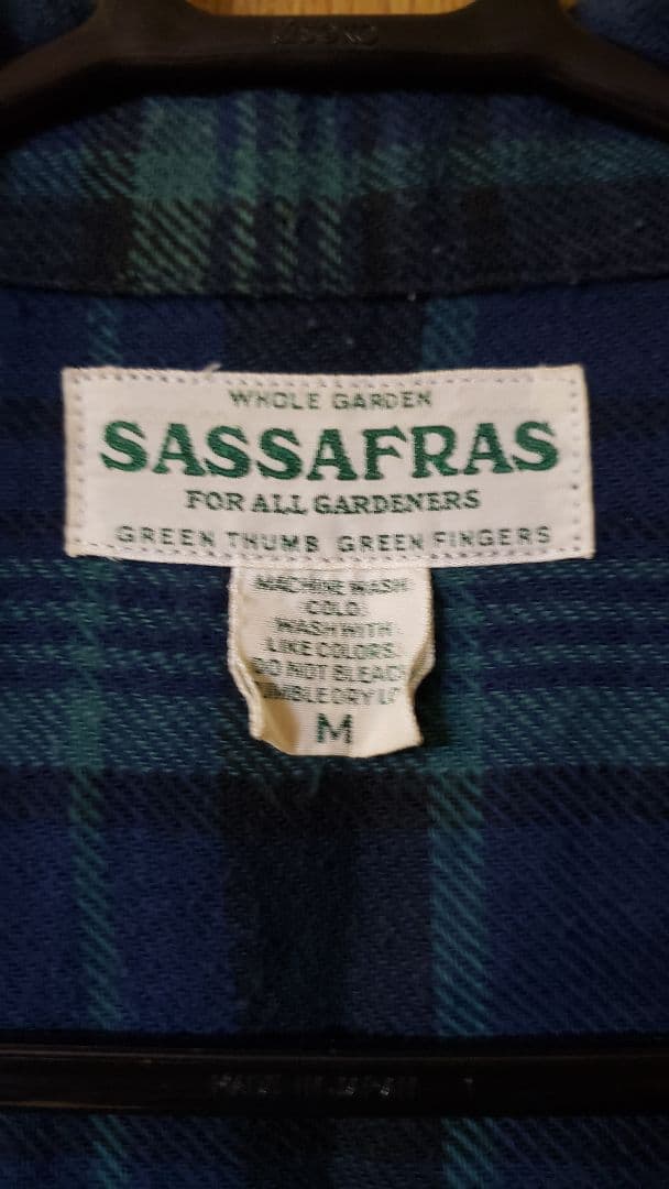 SASSAFRAS ネルシャツ ネイビー/グリーン