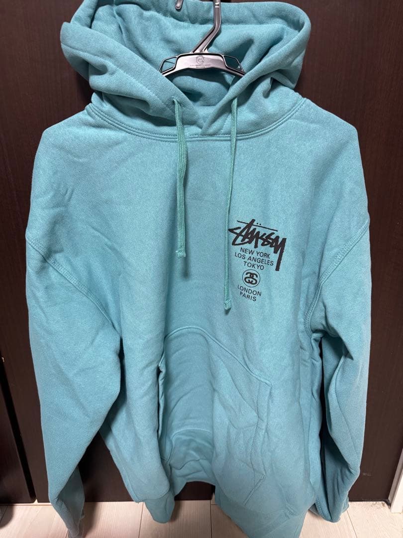 Stüssy アクアブルー フード付きパーカー